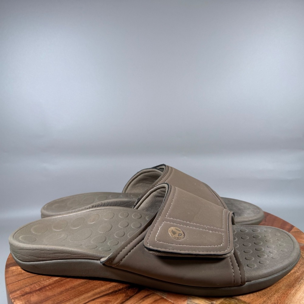 Vionic Bryce Mens Brown Adjustable Strap Slide Sandals Orthopedic Size 11